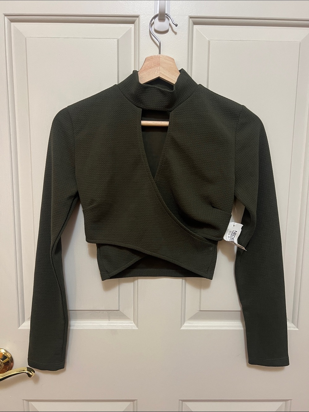 Necessary Clothing Olive Green Long-Sleeve Crop Top
